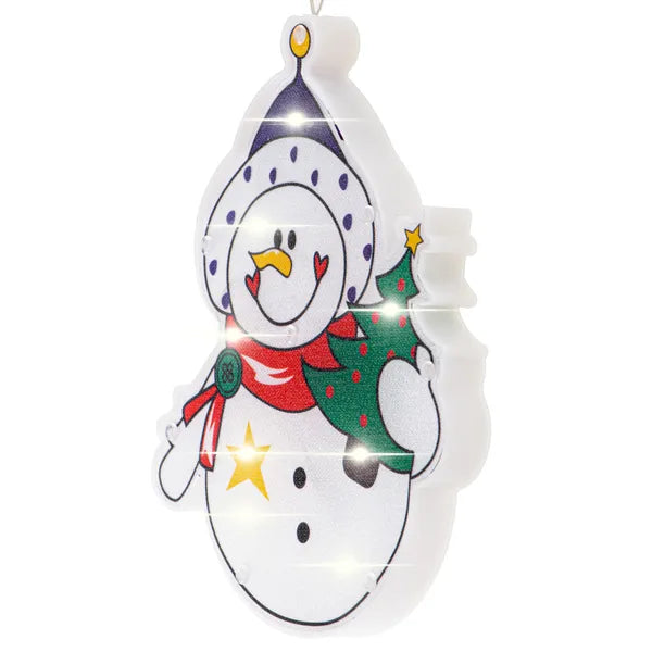 LED hóember ablakdekoráció tapadókoronggal, elemes, 21×16 cm