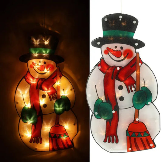 LED ablakdísz hóember 45 cm, elemes, IP20, tapadókorongos