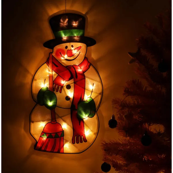 LED ablakdísz hóember 45 cm, elemes, IP20, tapadókorongos