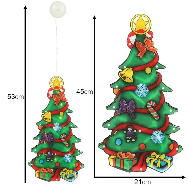 LED-es függő karácsonyi ablakdísz, fenyőfa, 45 cm, elemes IP20