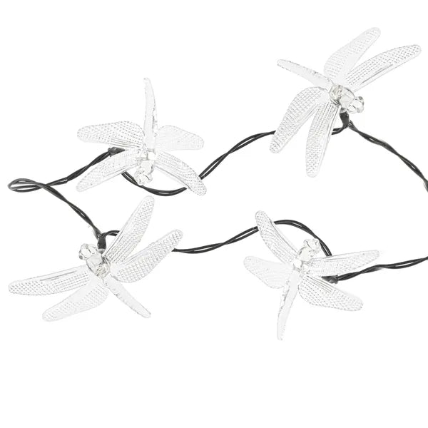Napelemes kerti fényfüzér szitakötő 30 LED, 6,5 m, meleg fehér IP65
