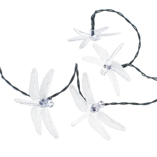 Napelemes szitakötős kerti fényfüzér, 30 LED, 6,5 m, multikolor, IP65