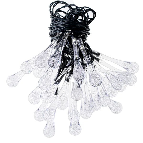 Napelemes kerti fényfüzér, 6,5 m, 30 meleg fehér LED, IP65