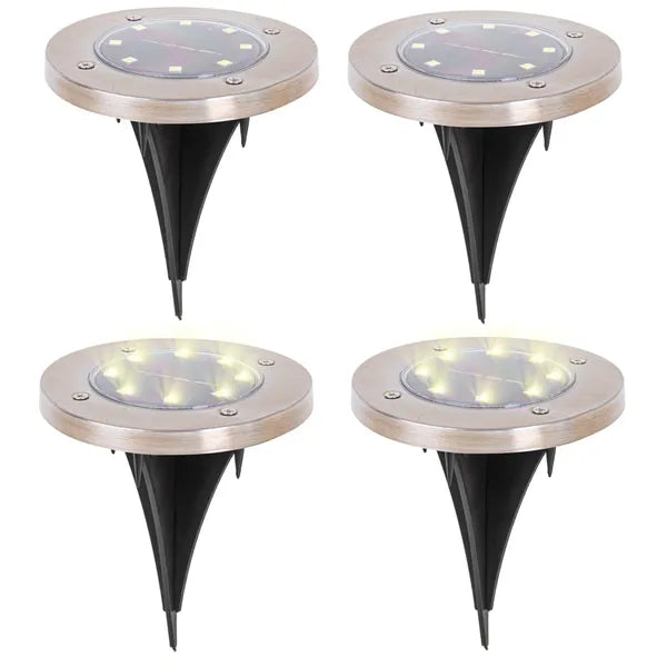 Napelemes talajba süllyeszthető kerti LED lámpa 4 db, 8 LED, IP44, meleg fehér