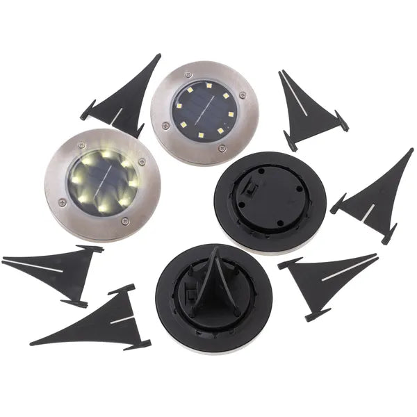 Napelemes talajba süllyeszthető kerti LED lámpa 4 db, 8 LED, IP44, meleg fehér