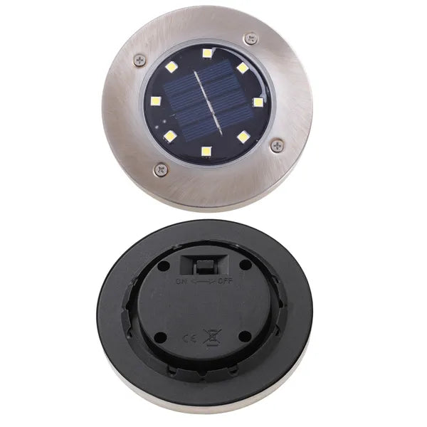 Napelemes talajba süllyeszthető kerti LED lámpa 4 db, 8 LED, IP44, meleg fehér