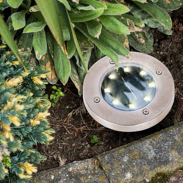 Napelemes talajba süllyeszthető kerti LED lámpa 4 db, 8 LED, IP44, meleg fehér