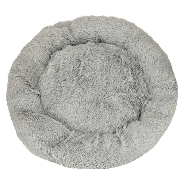 Plüss kutya-macska fekhely, kerek, 100 cm, világosszürke, csúszásgátló