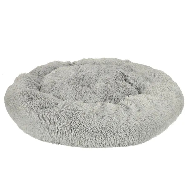 Plüss kutya-macska fekhely, kerek, 100 cm, világosszürke, csúszásgátló