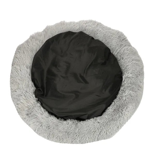 Plüss kutya-macska fekhely, kerek, 100 cm, világosszürke, csúszásgátló