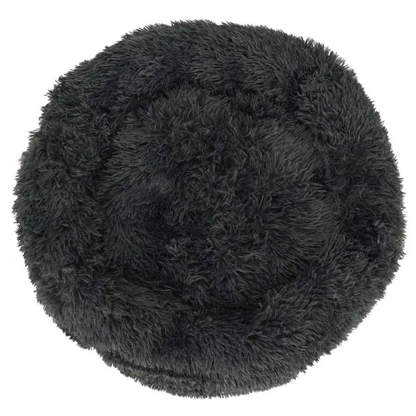 Plüss kutya-macska fekhely, kerek, 60 cm, sötétszürke, csúszásgátló