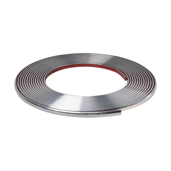 Öntapadó króm díszléc autóhoz, 13 mm x 15 m, ezüstszínű gumi