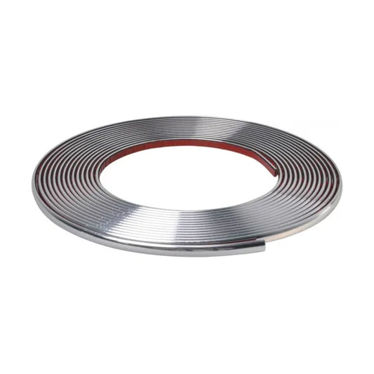 Öntapadó króm díszléc autóhoz, 13 mm x 15 m, ezüstszínű gumi