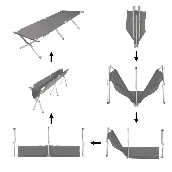 Fekete összecsukható kempingágy kanadai típus 190×70 cm 150 kg