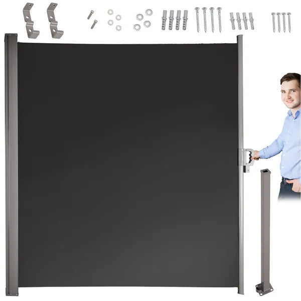 Sötétszürke oldalárnyékoló terasz paraván, feltekerhető, 160×300 cm