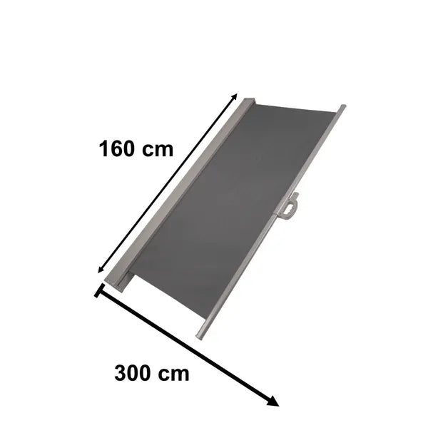 Sötétszürke oldalárnyékoló terasz paraván, feltekerhető, 160×300 cm