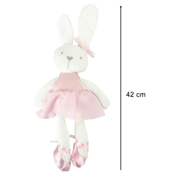Puha plüss nyuszi rózsaszín ruhában, 42 cm