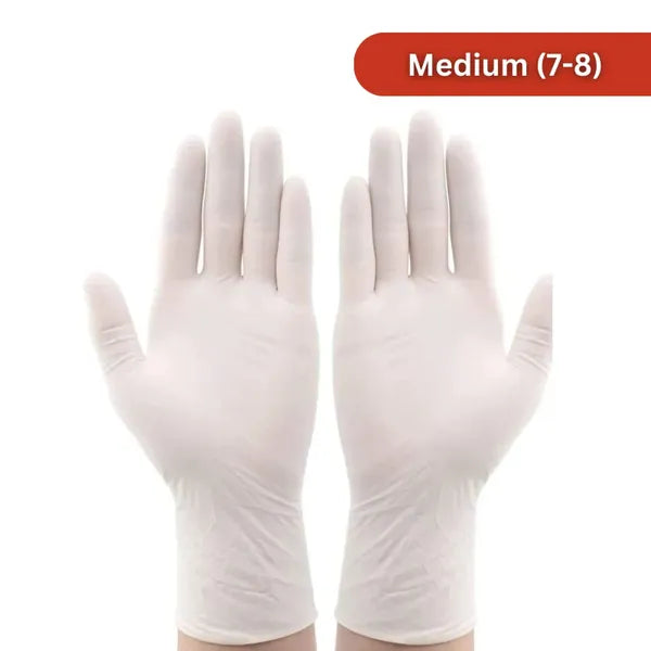 Egyszerhasználatos púderezett latex kesztyű 100 db, M méret