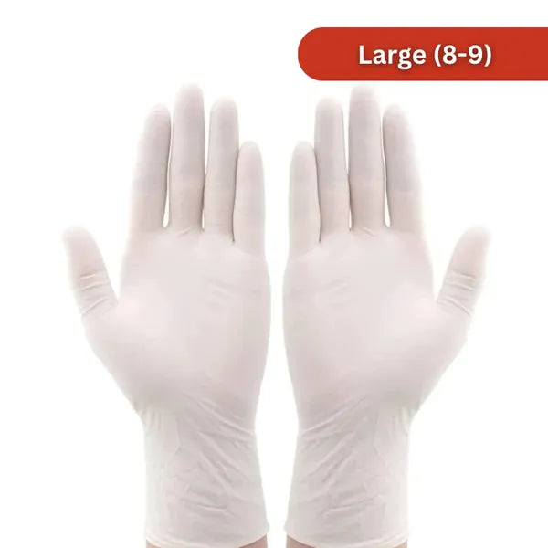 Latex púderezett egyszerhasználatos vizsgálókesztyű, L méret, 100 db