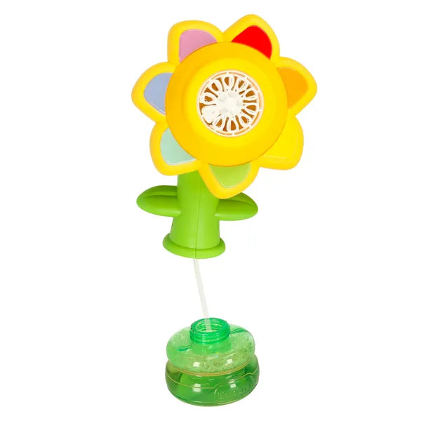 Akkus automata buborékfújó virág alakú, zöld, LED, zene, 3+