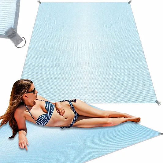 Homokmentes XXL strandtakaró 200×200 cm – kék poliészter
