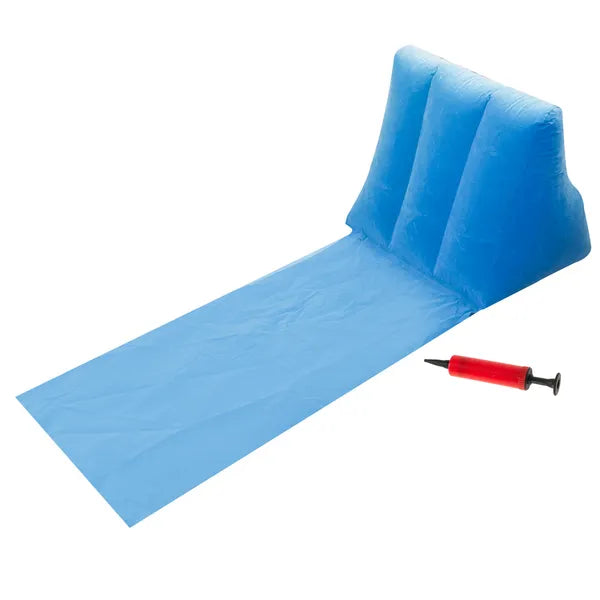 Világoskék felfújható háttámlás strandmatrac, 95×45 cm