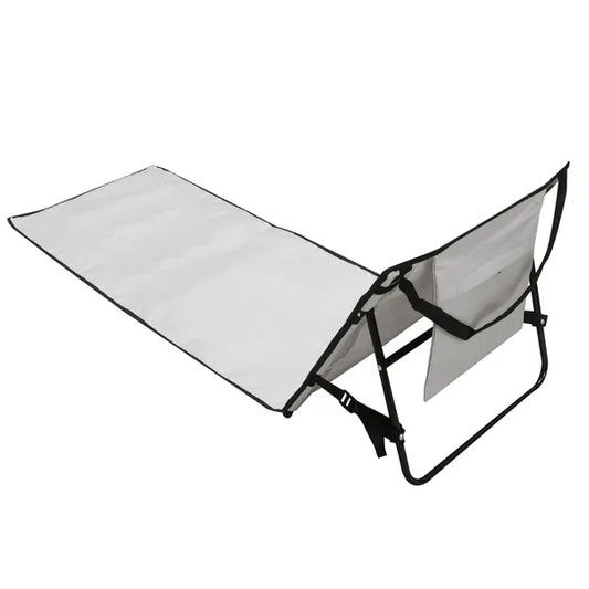 Szürke, összecsukható strandmatrac háttámlával 150×47 cm, 2-az-1-ben