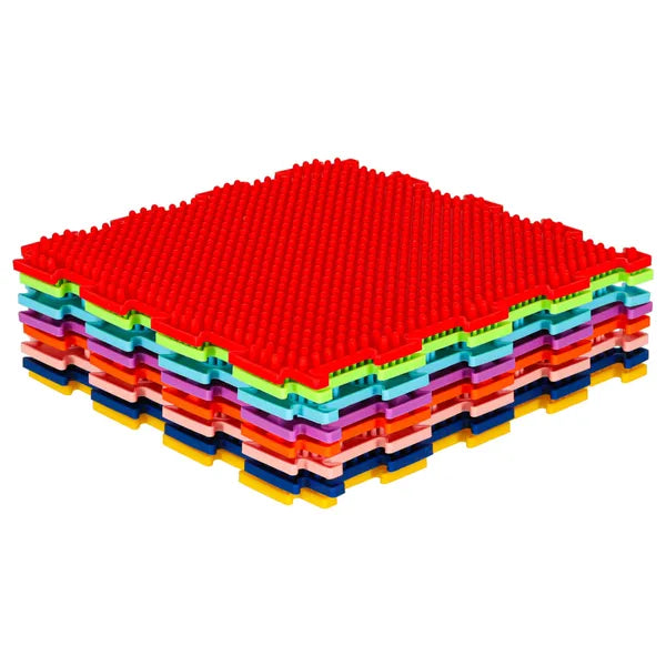 Színes Montessori puzzle ortopéd lábmasszázs szőnyeg, 8 db, 24×24 cm