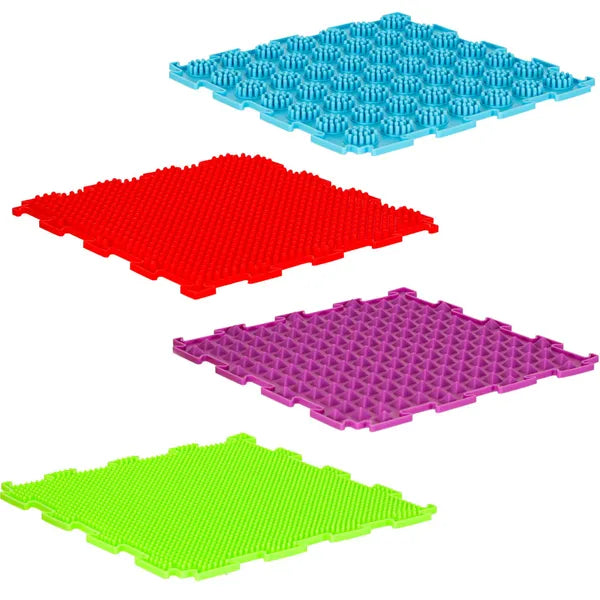 Színes Montessori puzzle ortopéd lábmasszázs szőnyeg, 8 db, 24×24 cm