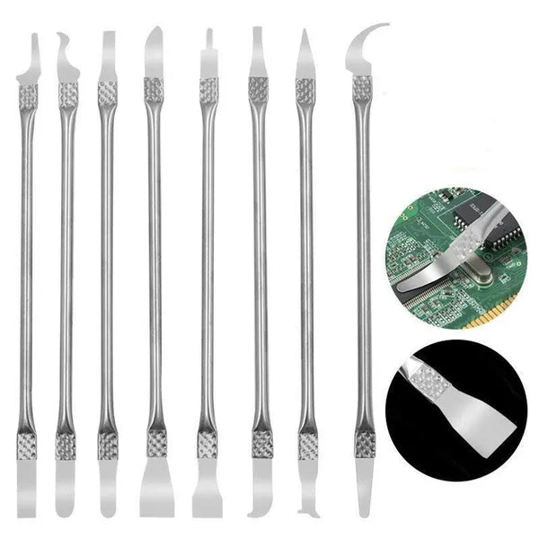 8-részes rozsdamentes acél BGA spatula- és kaparókészlet, 17 cm