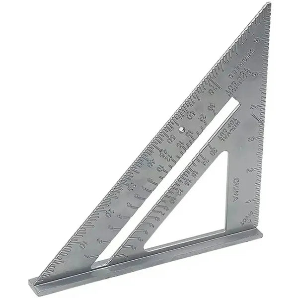 Alumínium asztalos derékszög 45°/90°, colos skála, ezüst, 18,5×18,2×25,8 cm