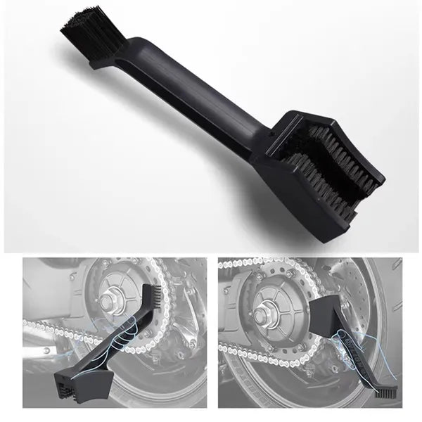 Kétoldalas lánctisztító kefe 27 cm, PP/nylon, fekete
