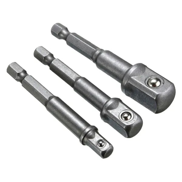 3 db-os szerszámacél bit-adapter készlet 1/4''-3/8''-1/2'' csavarozóhoz