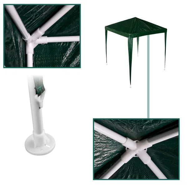 Zöld kerti pavilon sátor, 2×2 m, fém vázas rendezvénysátor