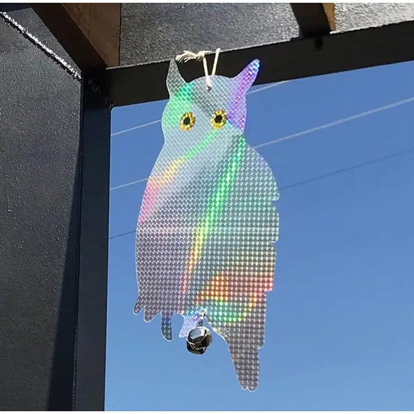 Fényvisszaverő madárriasztó holografikus ülő bagoly 41 cm