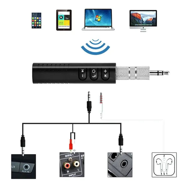 Bluetooth 3.0 AUX adapter 3,5 mm jack, beépített mikrofonnal, 8 óra