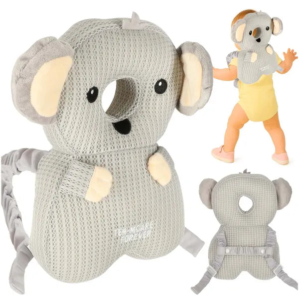 Koala fejvédő babahátizsák járástanuláshoz, 18m+, szürke-fehér