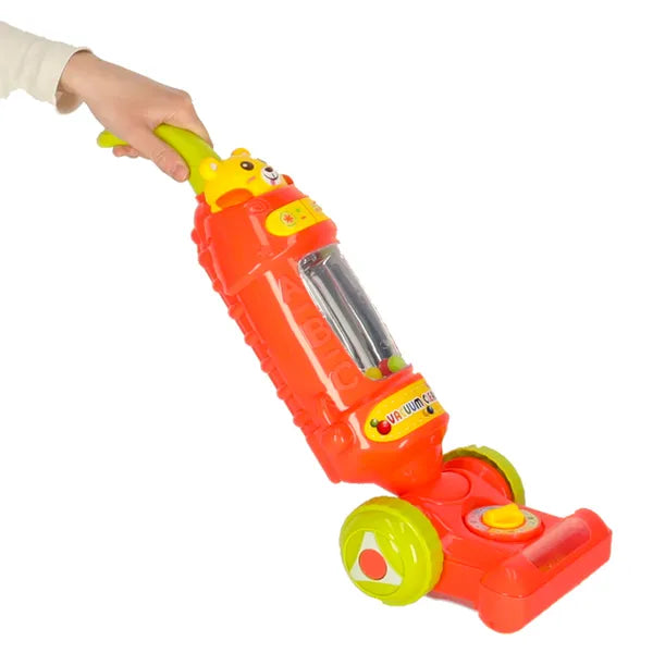 Interaktív gyermek álló porszívó fény- és hanghatással, málnaszínű, 46 cm