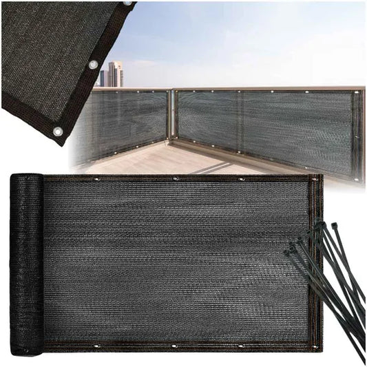 Balkon árnyékoló PVC háló 105x700 cm, 150 g/m², UV-álló, fekete