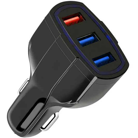 Autós USB töltő 3x USB-A, QC 3.0, 3.1A, 12–24V, fekete