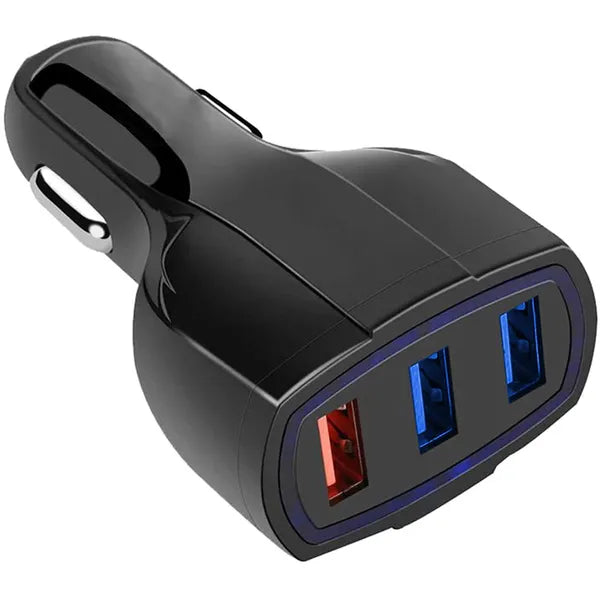 Autós USB töltő 3x USB-A, QC 3.0, 3.1A, 12–24V, fekete