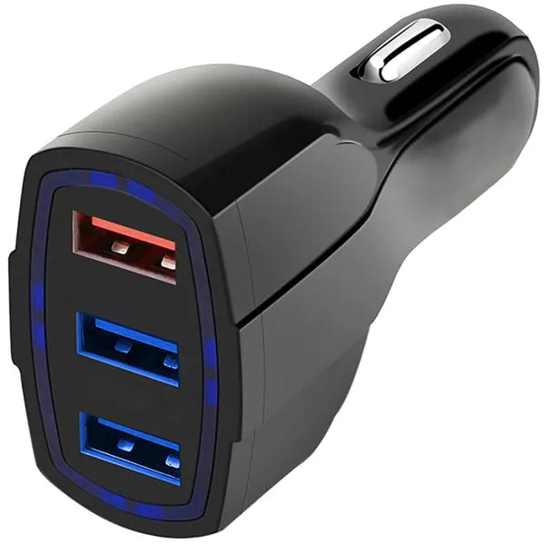 Autós USB töltő 3x USB-A, QC 3.0, 3.1A, 12–24V, fekete
