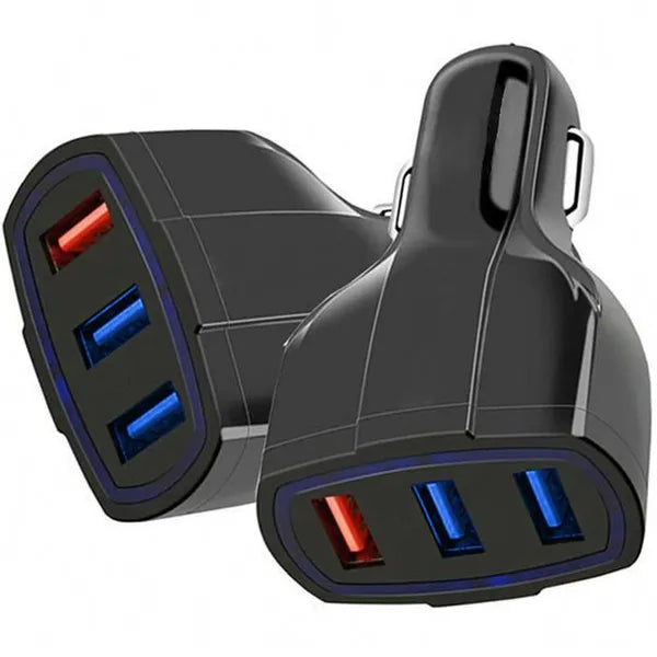 Autós USB töltő 3x USB-A, QC 3.0, 3.1A, 12–24V, fekete
