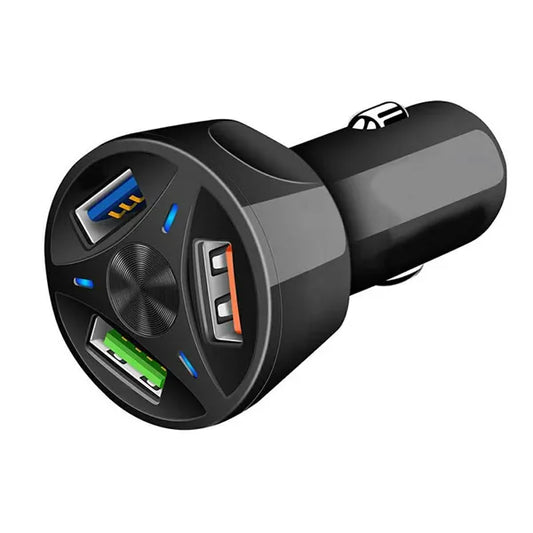 Autós töltő 3×USB A, 3.1A, Quick Charge, 12–24V, fekete