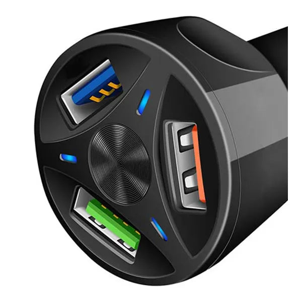 Autós töltő 3×USB A, 3.1A, Quick Charge, 12–24V, fekete