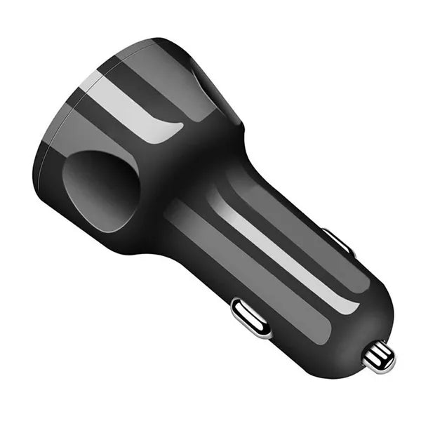 Autós töltő 3×USB A, 3.1A, Quick Charge, 12–24V, fekete