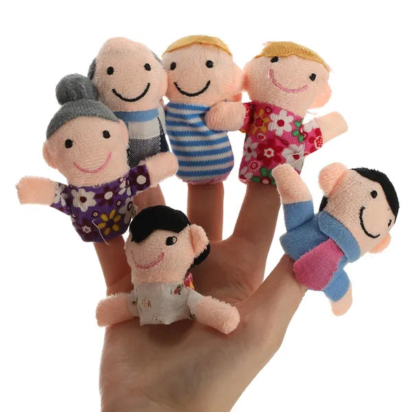 Plüss családi ujjbáb készlet 6 darabos, flanel, 7×3 cm