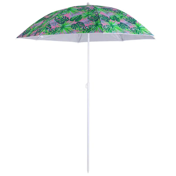 Állítható, dönthető kerti-strand napernyő 150 cm, levélmintás, UV védelem