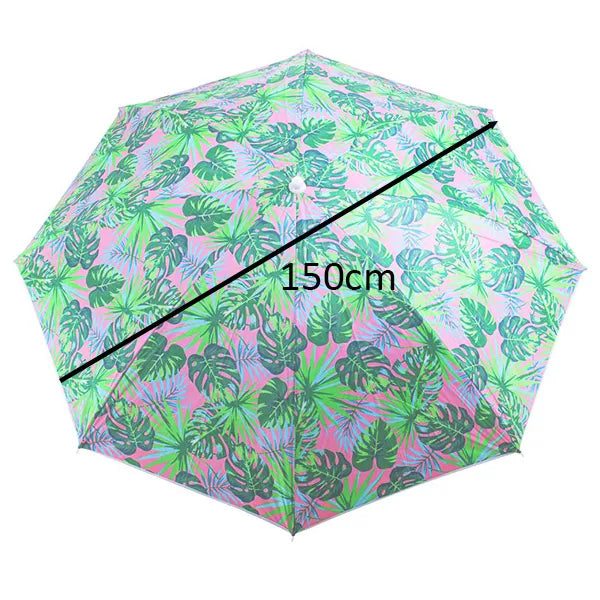 Állítható, dönthető kerti-strand napernyő 150 cm, levélmintás, UV védelem