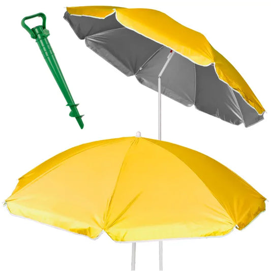 Sárga 150 cm UV-szűrős, dönthető, összecsukható kerti–strand napernyő